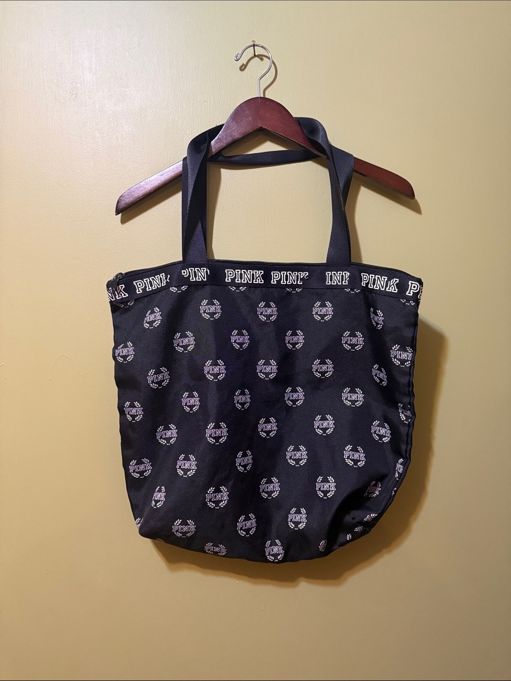 VS PINK Black Monogram Tote: Essential College Freshman Bag